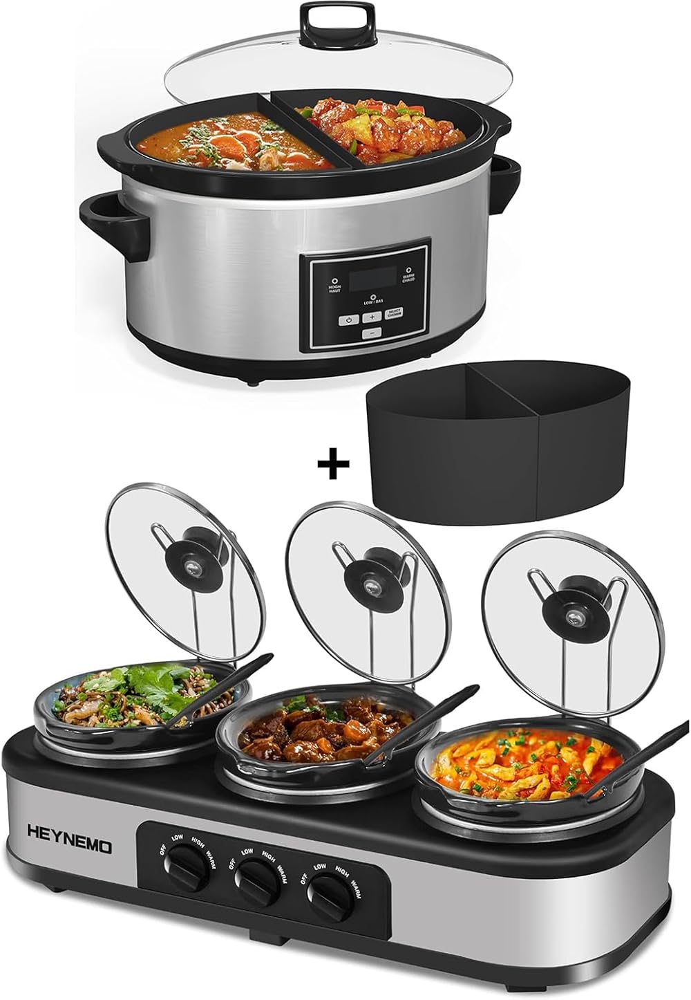 3×1.5 QT Triple Slow Cooker & 6 Quart Programmable Slow Cooker