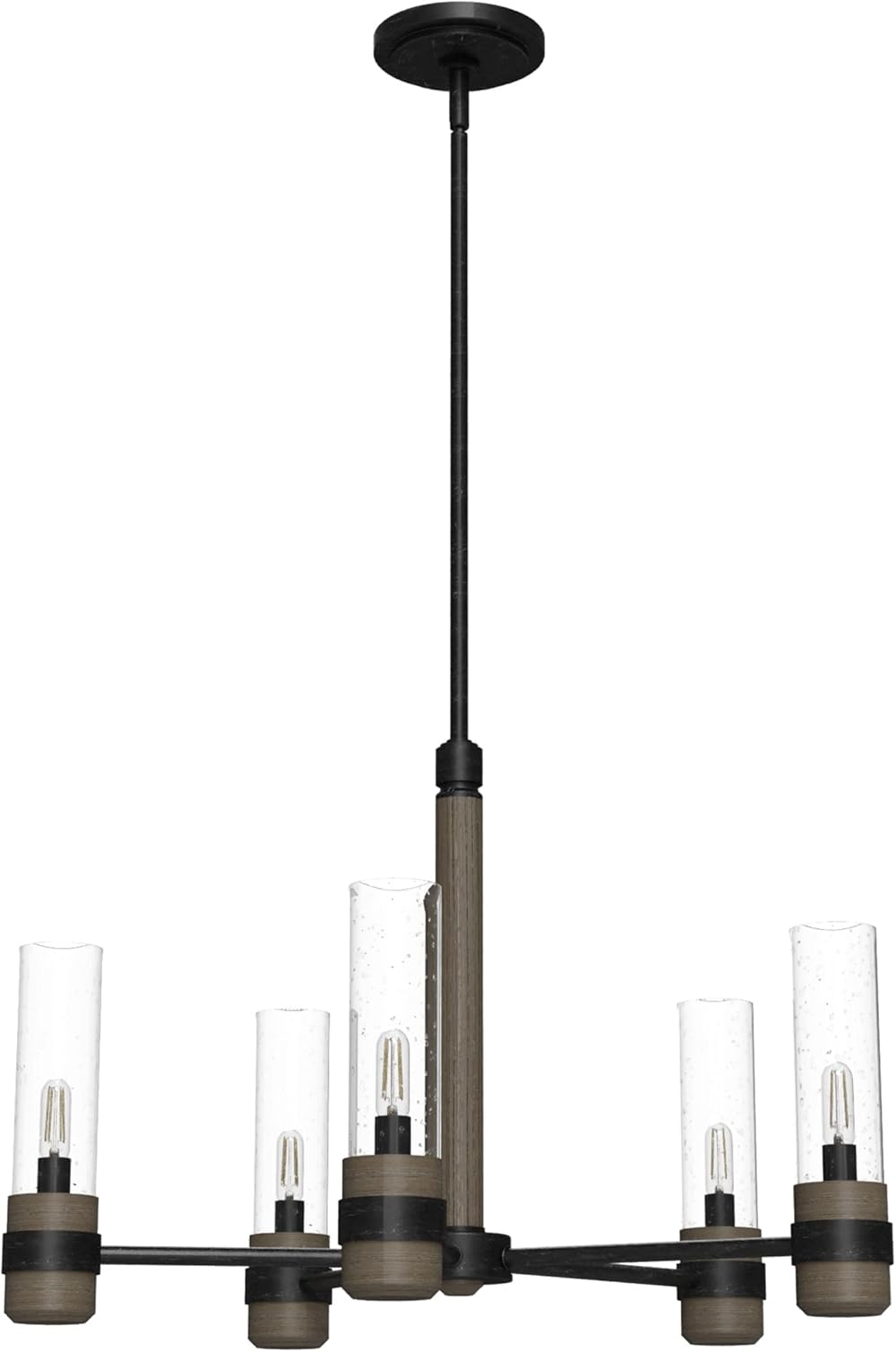 River Mill 5-light Rustic Iron, Large Chandelier, Dimmable, Rustic Style, Candle Shaped, for Bedrooms, Kitchens, Dining, Living Rooms - 19474