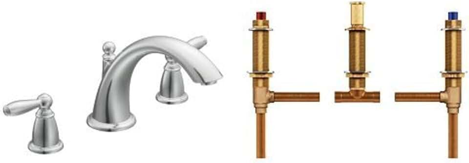 Moen T933-4792 Brantford Two-Handle Low Arc Roman Tub Faucet with Valve, Chrome