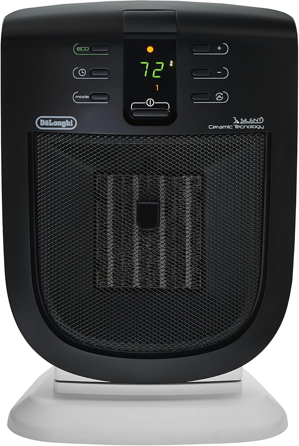 DeLonghi Ceramic Space Heater, 1500W Electric Space Heater for indoor use, offers fast heating for bedroom, office/desk, quiet technology, washable dust filter, fan only option, DCH5915ER