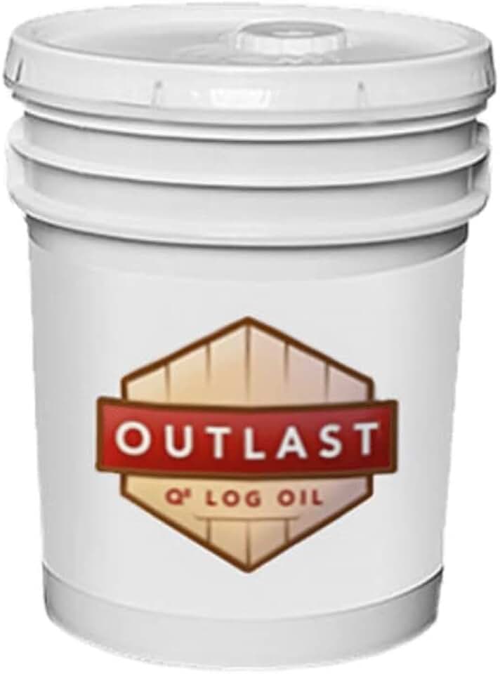 Outlast - Q8 Log Oil Wood Preservative for Decks, Log Homes, End Cuts, & More - Medium Gold - 5 Gallon
