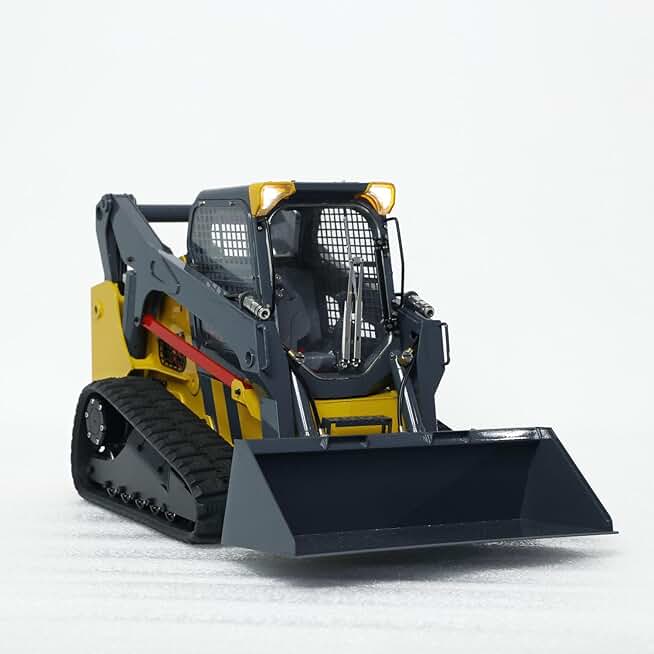 1/14 RC Hydraulic Skid-Steer Loader SM770 RTR Radio Control Construction Vehicle Light Sound System Motor Servo ESC Hobby Grade Model(Yellow and Grey)