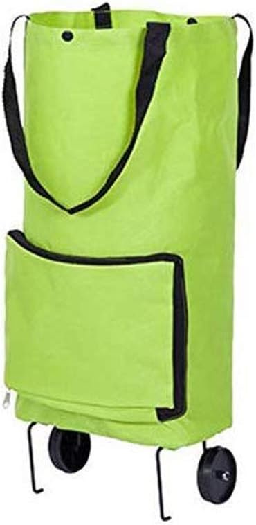 Shopping Cart, Grocery Cart with Stainless Steel Frame Extended Long Handle Foldable Utility Cart Bag Shopping Cart Car Luggage cart Green