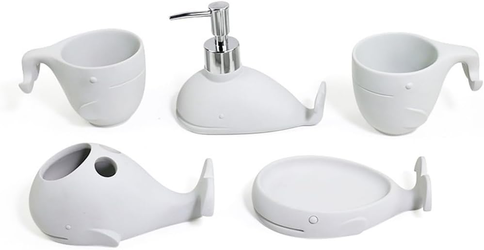 DGSEFD-23 Resin 5-Piece Wash Set Home Chic Bathroom Suit Emulsion Bottle Toothbrush Holder Cup