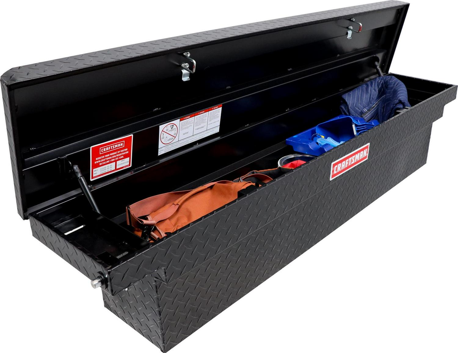 CRAFTSMAN 71.3-in x 14-in x 15.5-in Matte Black Aluminum Crossover Truck Tool Box