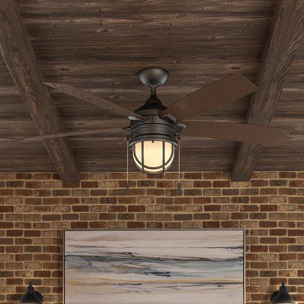 Hampton Bay 52-inch Indoor/Outdoor Natural Iron Ceiling Fan with LED Light Kit