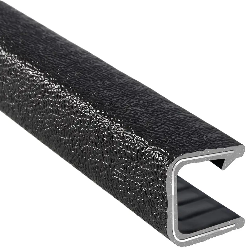 TRIM-LOK Edge Trim – Fits 5/8” Edge, 15/16” Leg Length, 100’ Length, Black, Pebble Texture – Flexible PVC Edge Protector for Sharp/Rough Surfaces, Easy to Install