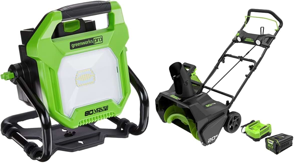 Greenworks Pro 80V 20-Inch Snow Blower + 2500-Lumen LED Work Light Combo Kit with Battery and Charger