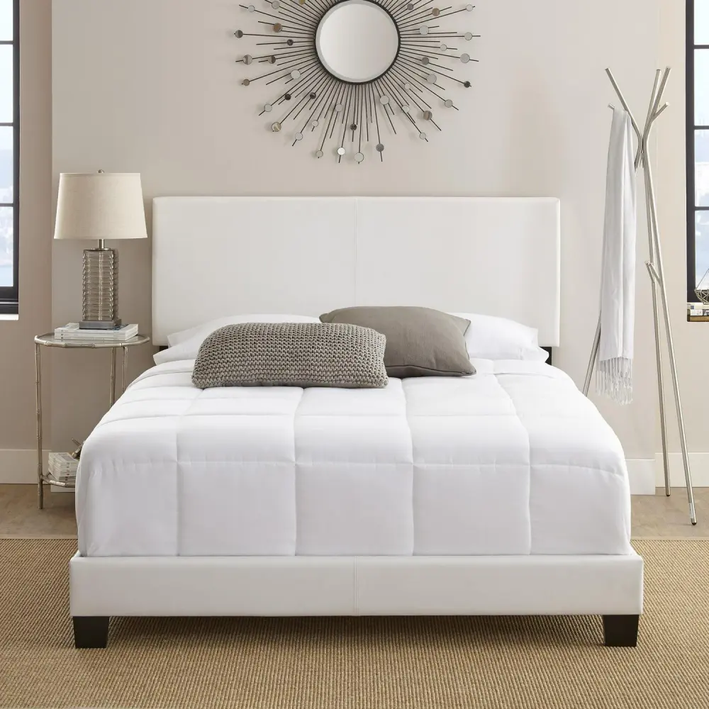 Boyd Sleep Florence Upholstered Faux Leather Platform Bed, Queen, White