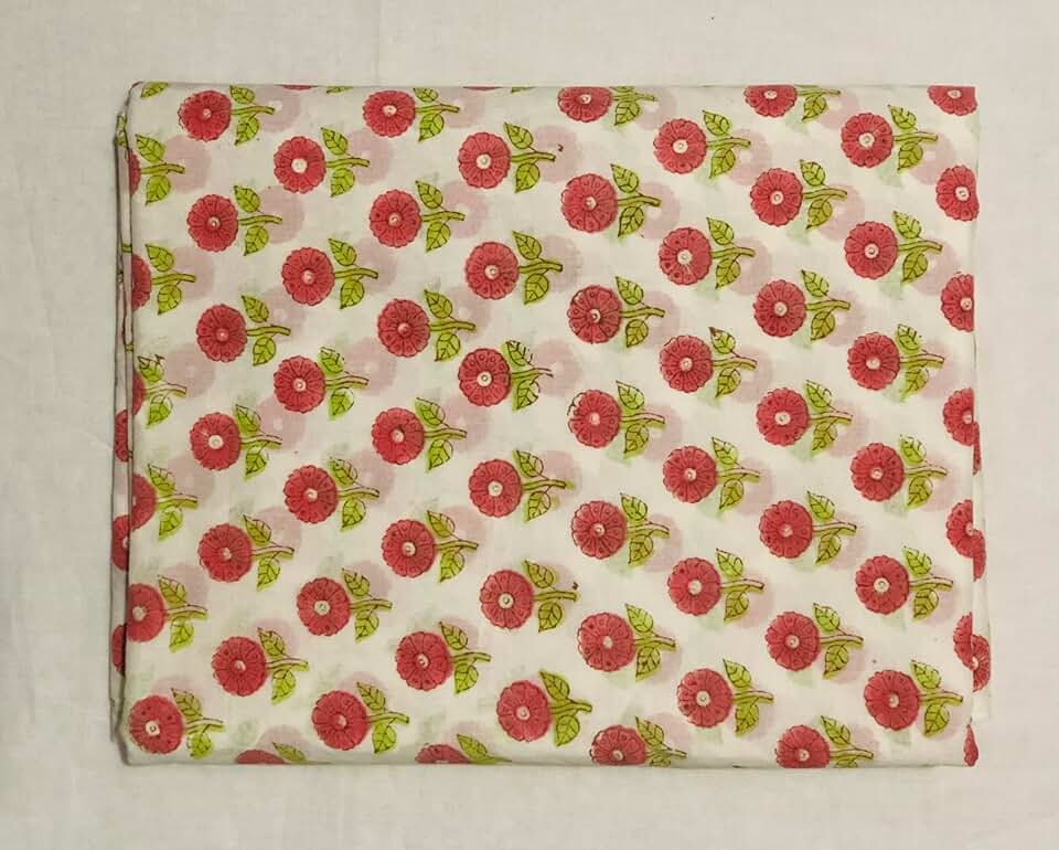 Aashita Creations 100% Cotton by The Yard Fabric I Dressmaking Rug Making Craft Sewing Materiel DIY Floral Print Fabric_1063