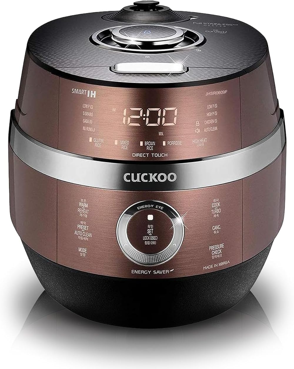 CUCKOO CRP-JHR0609F | 6-Cup (Uncooked) Induction Heating Pressure Rice Cooker | 13 Menu Options, Auto-Clean, Voice Guide, Made in Korea | Copper (6 CUP)