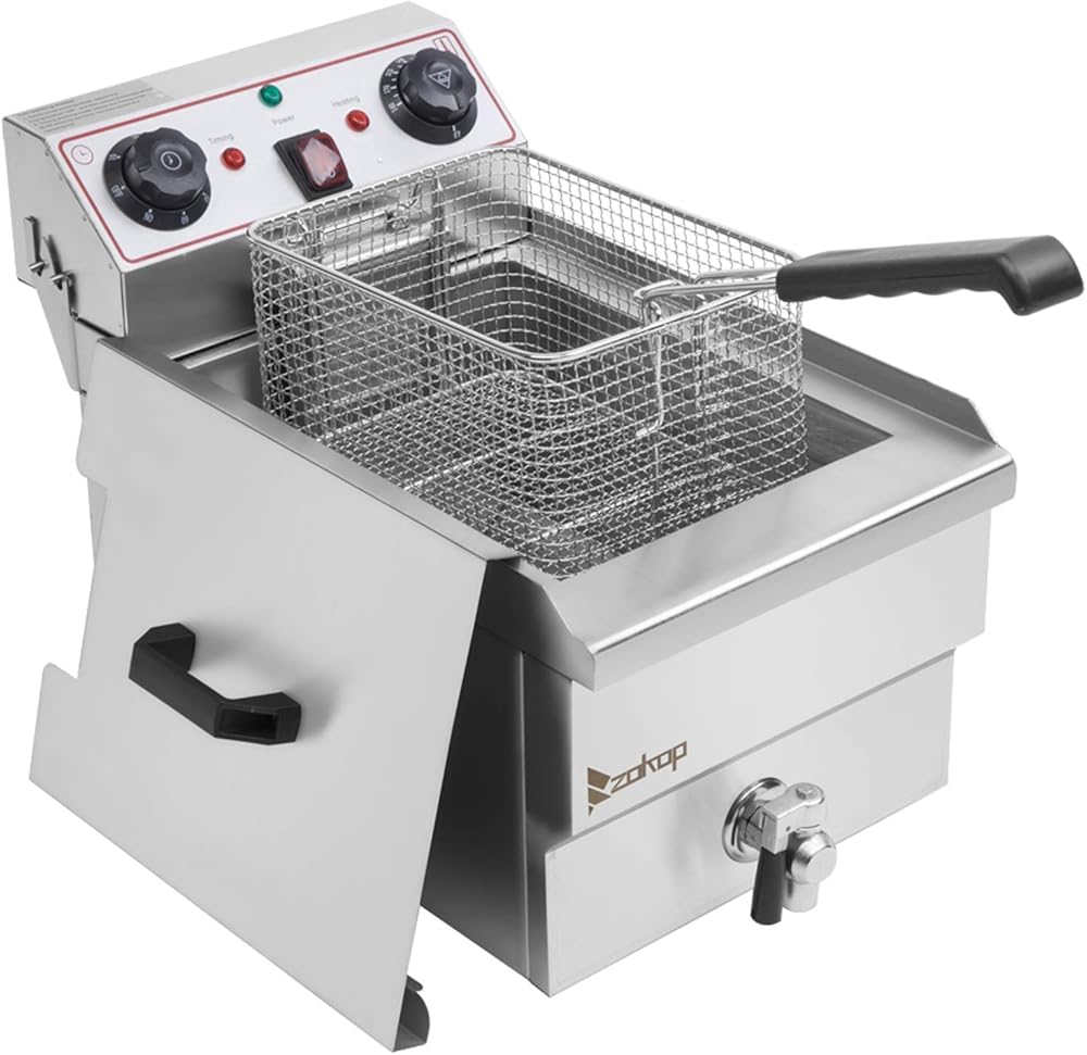 Deep Fryer,8.5QT8L Stainless Steel Single Tank Electric Fryer with 60-Min Timers,Baskets Filters,Stainless Steel Faucet,Oil Filtration,Electric Fryer for Turkey,French Fries,Donuts
