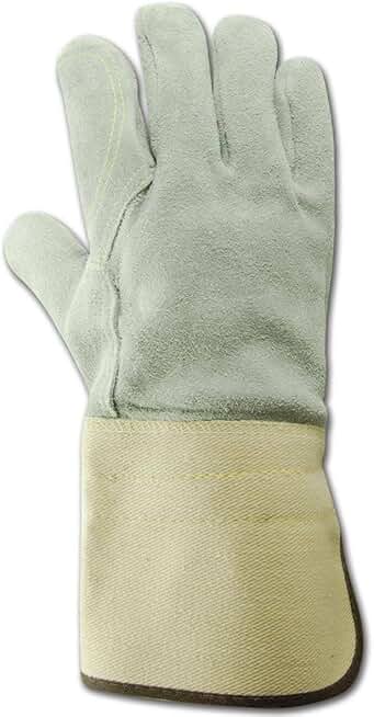 MAGID T374DPG-SP-L Top Gunn Full Leather Double Palm Gloves with Gauntlet Cuff and Spectra Lining, Large, Off White (Pack of 12)
