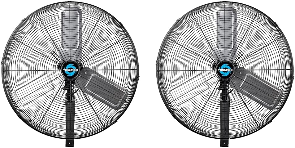 Bundle of 2 24 Inch Pro Series High Velocity 7600 CFM Oscillating Wall Mount Fans For Commercial, Industrial Use