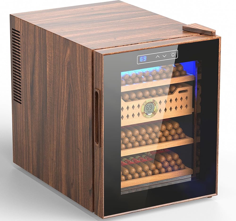 Electric Cigar Humidor, 32L Electronic Humidors Cooler Cabinet for 250 Counts Capacity with Spanish Cedar Wood Shelves & Drawer with Hygrometer, Thanksgiving Gift for Men - 1.13 Cu Ft