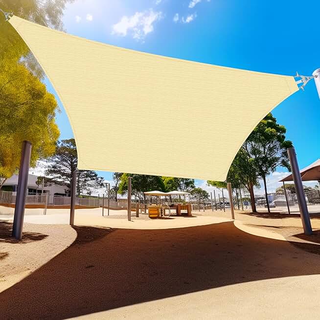 Shade&Beyond 20'X26' Rectangle Sun Shade Sail A Rings, Commercial Grade UPF50 Canopy, Reinforced Corners & Edges Permeable 260GSM Fabric Heavy Duty Shade for Patio Pool Playground Deck, Beige