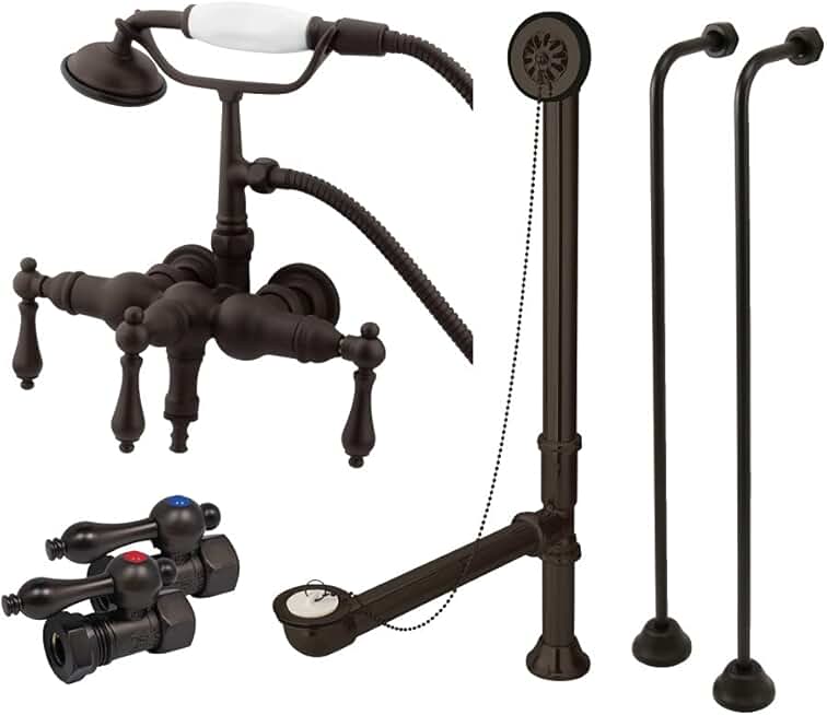 Kingston Brass CCK19T5A Vintage Down Spout Wall Mount Claw Foot Faucet Package, Oil Rubbed Bronze, 22 x 14 x 10