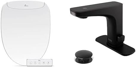 Bathroom Refresh Bundle Includes (1) Bio Bidet Discovery DLS Elongated Smart Bidet Toilet Seat and (2) Grove Motion Activated Hands Free Bathroom Faucets in Matte Black Finish