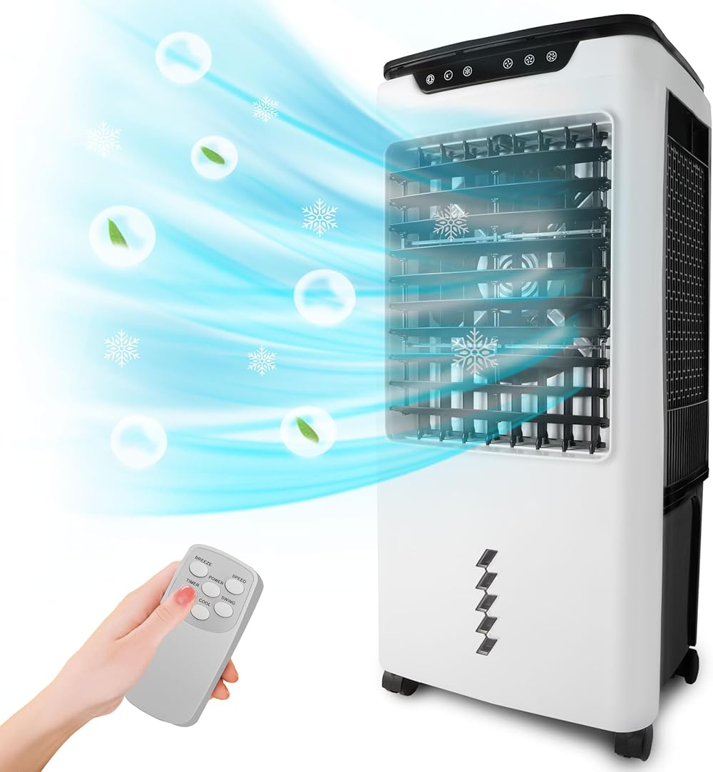 Gorilla Gadgets Powerful Swamp Cooler 5300 CFM, 7 Gallons Water Tank, Portable Indoor Evaporative Air Cooler, Remote Included, Swing Mode, Modern Design, 3 Speeds (LBW-6500RC)