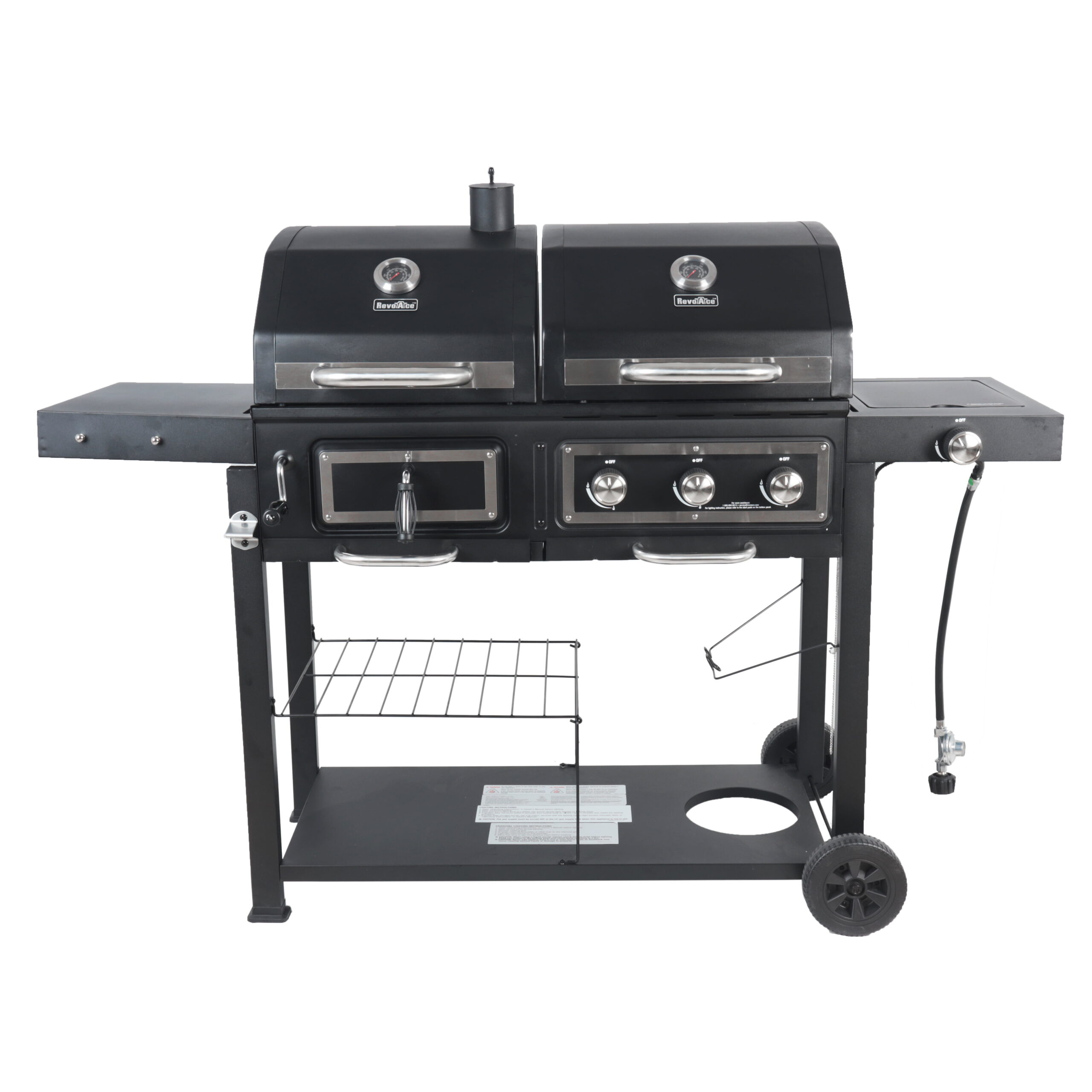 RevoAce Dual Fuel Gas   Charcoal Combo Grill, Black with Stainless