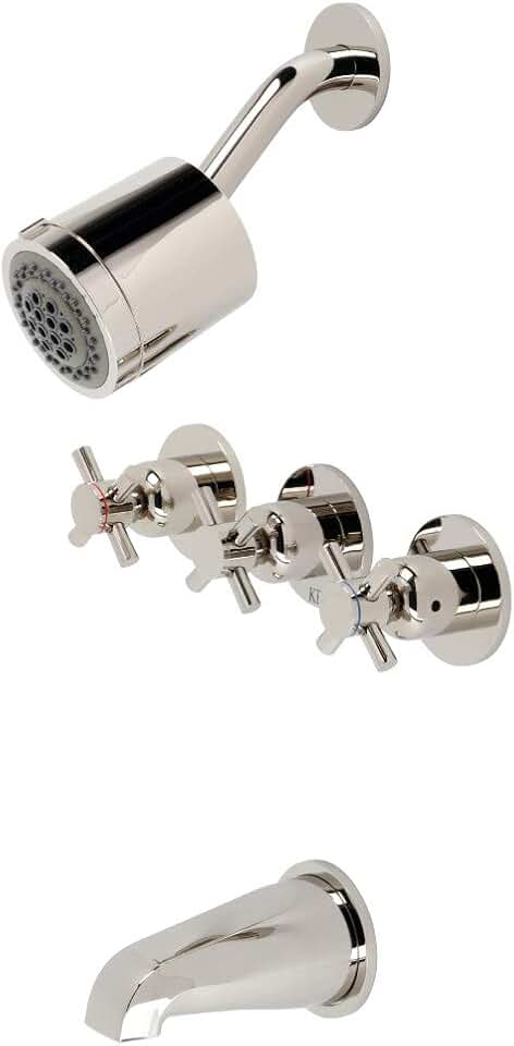 Kingston Brass KBX8136DX Concord Tub and Shower Faucet, Polished Nickel
