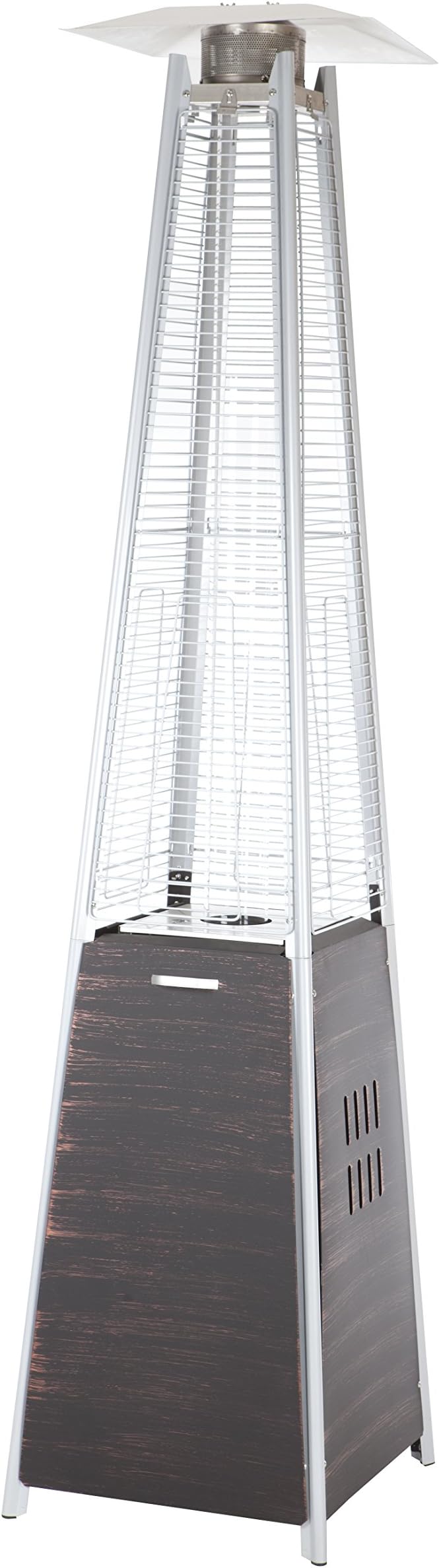 Fire Sense 62263 Pyramid Flame Patio Heater 40,000 BTU Outdoor Propane Heater Tower with Wheels - Coronado Brushed Bronze