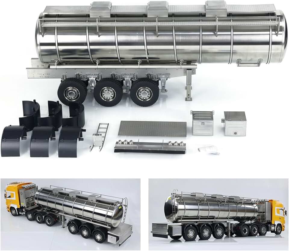 1/14 6 * 6 Metal Semi-Trailer Fuel Tank for RC Tractor Truck Transport Trailer DIY Truck Model