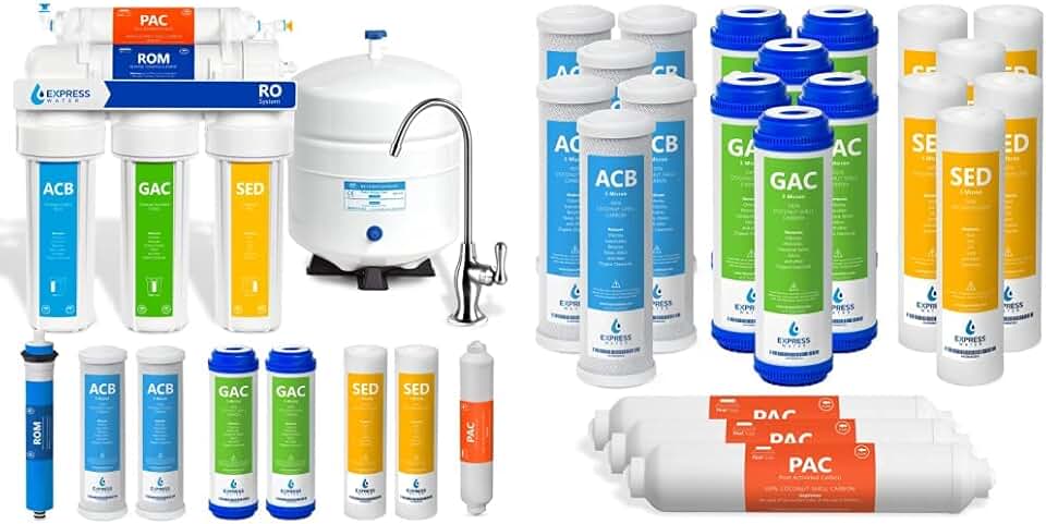 Express Water RO5DX Reverse Osmosis System + 3 Year Replacement Filter Set
