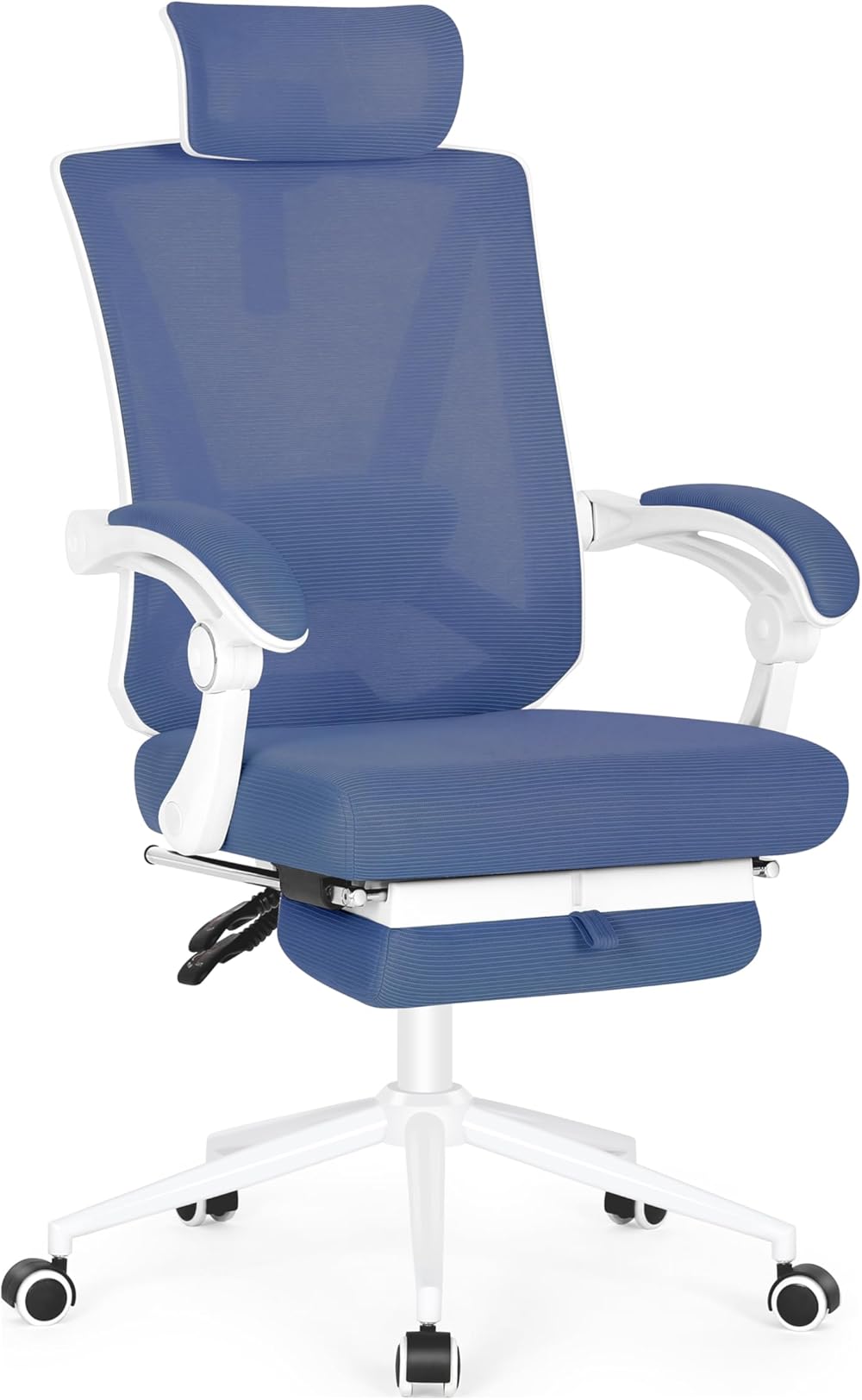 Misolant Ergonomic Office Chair with Footrest, Ergonomic Desk Chair with Adjustable 2D Lumbar Support, High Back Office Chair with Adjustable Headrest, Comfortable Office Chair Navy Blue