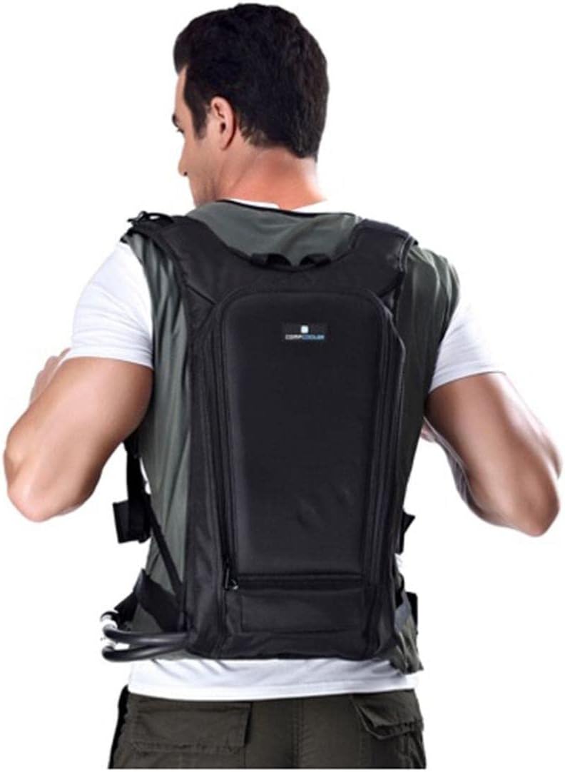 CCOMPCOOLER Backpack ICE Water Cooling System includes Mesh Liquid Cooling Vest and Self-Contained Backpack Circulation Unit with 3.0L Detachable Bladder and 7.4V Battery (3XL/4XL)