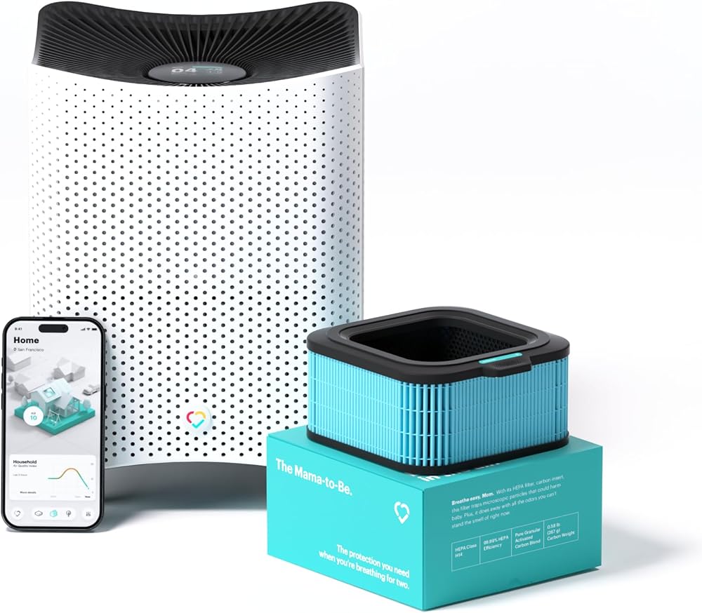 Mila Smart Home Air Purifier with Mama-to-Be H14 HEPA Replacement Filter for Expecting Mothers, Removes Odors, Dust, Pollen, Dander, Ideal for Large Room or Bedroom, Quiet-Mode