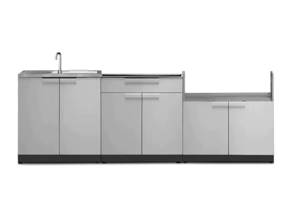 NewAge Outdoor Kitchen 3-Piece Cabinet Set with Sink, Bar and 36in Grill Cabinet