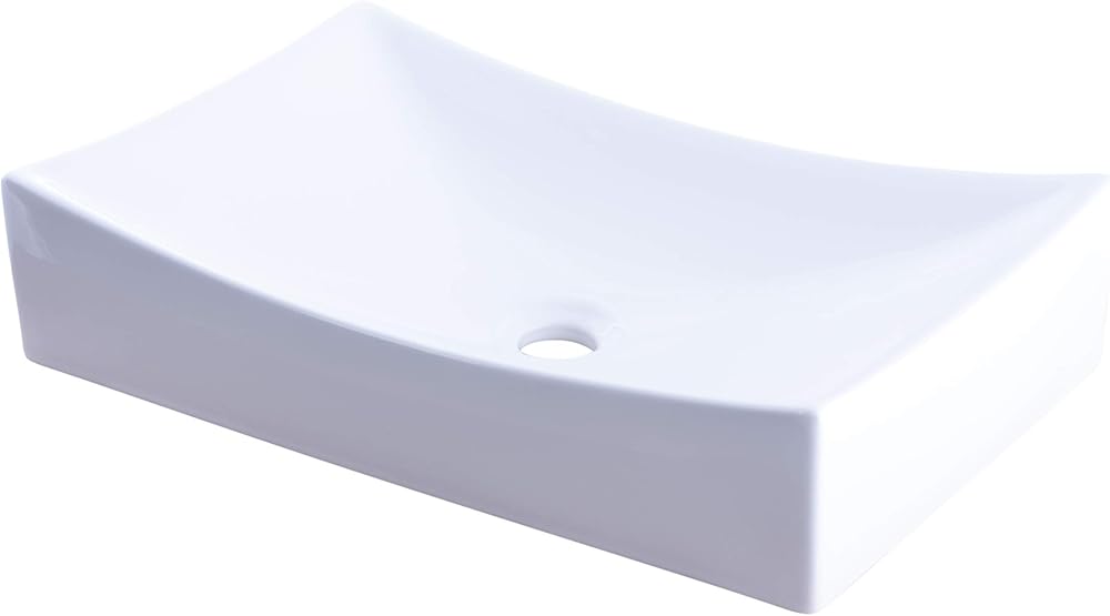 NP-01141 Ceramic Above Counter Rectangular Bathroom Sink, 21.75'' L x 13.75'' W x 3.5'' H, Glossy White