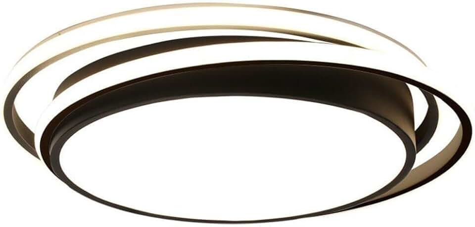 18.9In Black Round Minimalist Indoor Ceiling Light 36W Led Three Color Variable Light Ceiling Lamp Flat Modern Lighting Fixtures for Foyer Guest Room Balcony (Wall Switch Control)