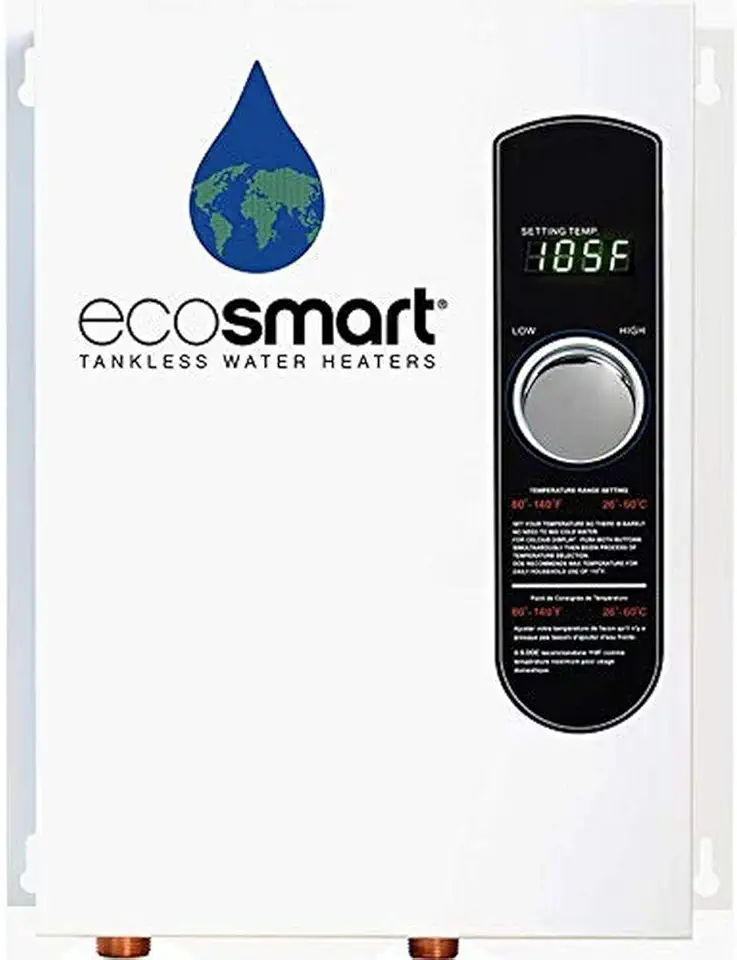 EcoSmart ECO 18 Electric Tankless Water Heater, 18 KW at 240 Volts with Patented Self Modulating Technology , 17 x 14 x 3.5, White