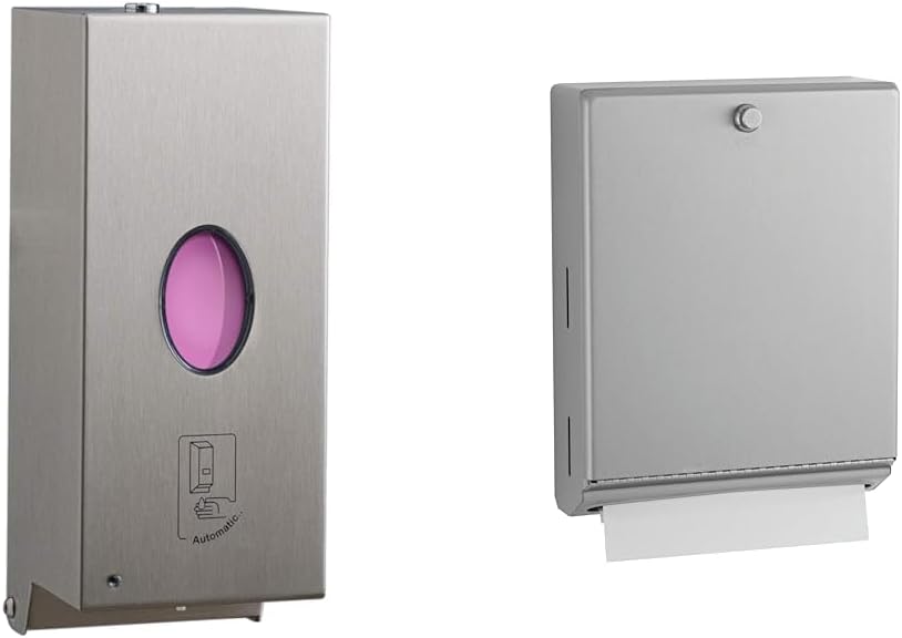 Bobrick 30 Fl Oz Automatic Soap Dispenser & 400 C-Fold/525 Multifold Paper Towel Dispenser Bundle