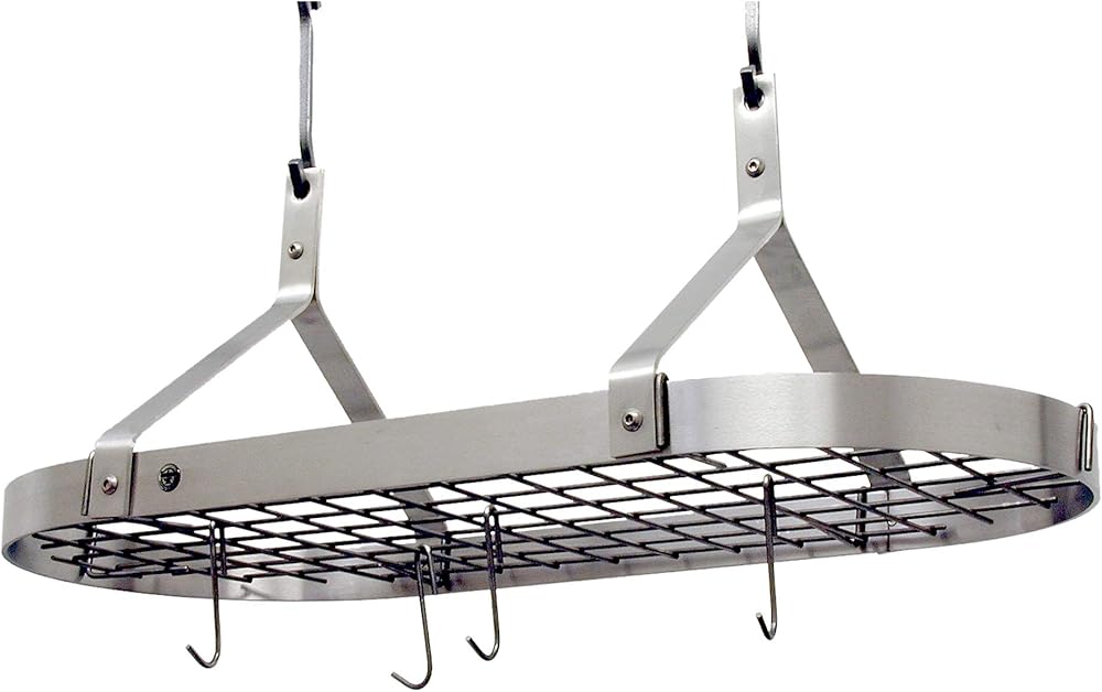 Enclume Premier Contemporary Ceiling Pot Rack, Stainless Steel