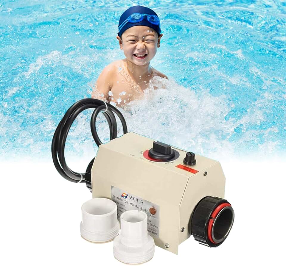12000Btu/Hr Mini Swimming Pool Heater Work with Water Pressure More Than 20kPa Circulating Pump for Above-Ground Pools,Electric Water Heater Thermostat SPA Bath Heater,Needs Electrician GFCI