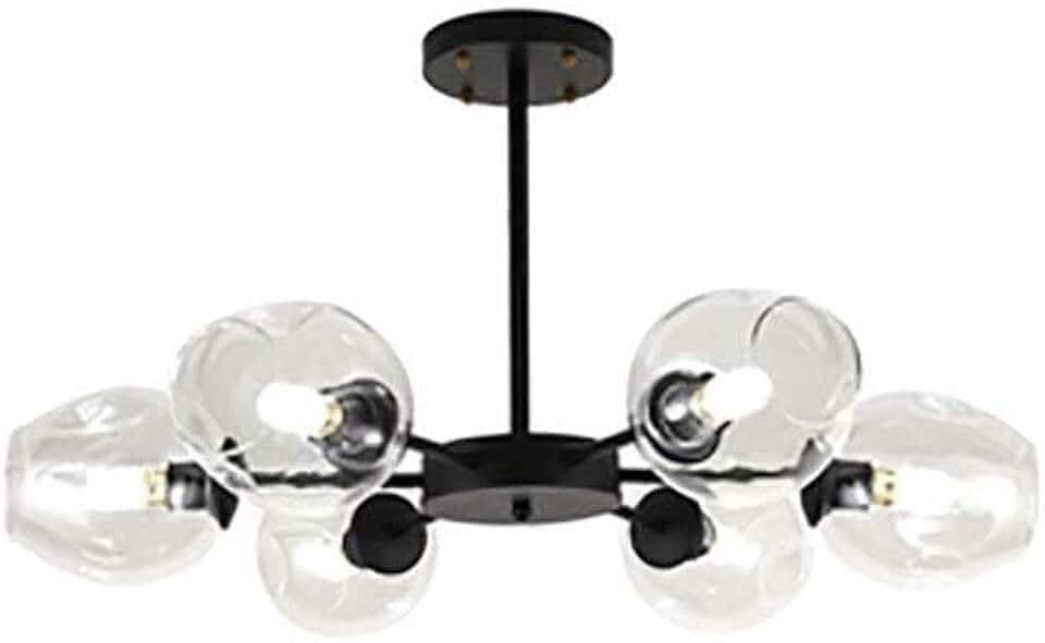 Chandelier 6 8 10 12 Lights Molecular Chandelier Globe Ceiling Light Fixtures for Living Room Restaurant Kitchen Island Led Base (Blackd)-Black 6 Head