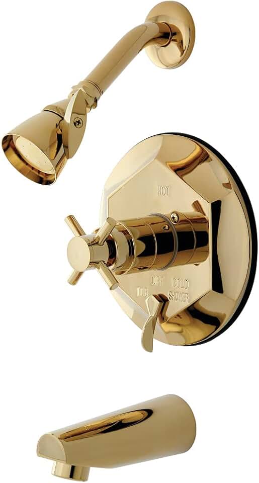 Kingston Brass KB46320DX Concord Tub and Shower Faucet With Diverter, Polished Brass