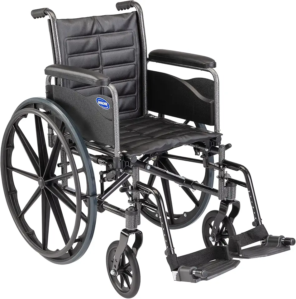 Invacare - TREX20RFP / T93HAP Tracer EX2 Wheelchair, with Full Length Arms and T93HAP Hemi Footrests with Heel Loops, 20