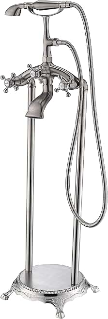 ANZZI Tugela Series 3-Handle Freestanding Bathtub Faucet with Diverter and Hand Shower | Brushed Nickel Finish | FS-AZ0052BN