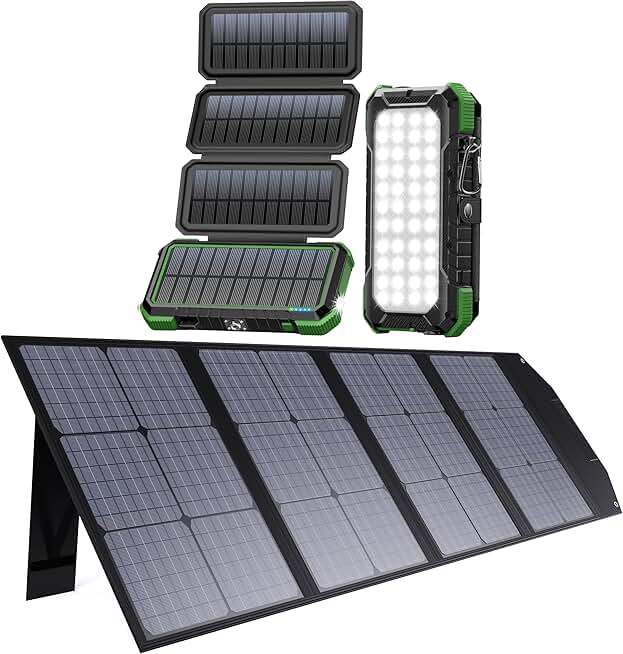 BLAVOR 20,000mAh Solar Power Bank Green with 4 Solar Panels Plus 120W Solar Panel