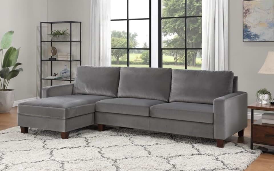 Velvet Chaise 2pc Sectional Sofa Luxury Costco