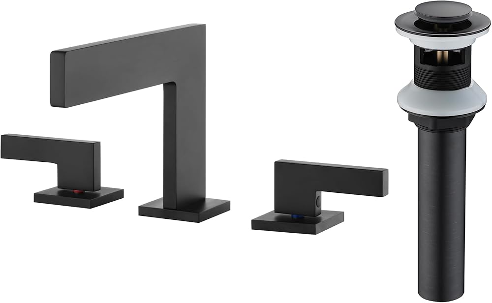 Widespread Bathroom Faucet S1419W-MB+ Pop Up Drain S7306O