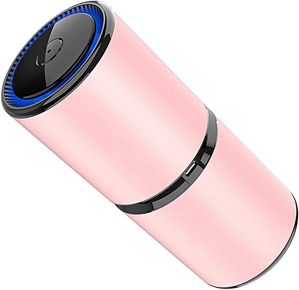 Portable car air purifier, adopts vertical air duct design, with large air volume and more efficient purification efficiency (Pink)