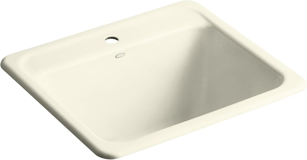 Kohler K-6663-1-FD Glen Falls Self-Rimming Utility Sink with One-Hole Faucet Drilling, Cane Sugar