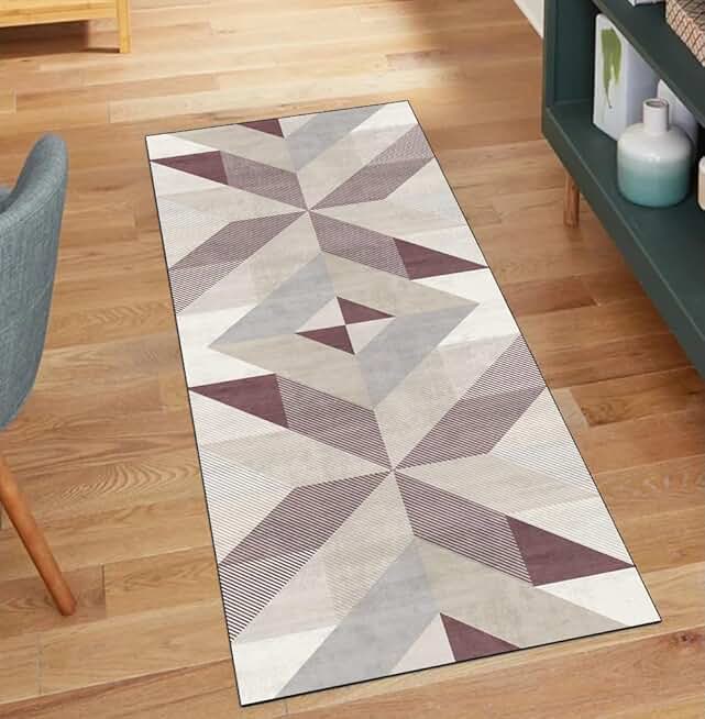 Grey Red Runner Carpet for Kitchen 2'7