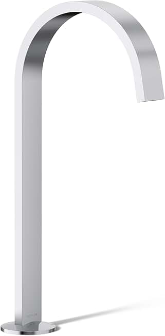 Kohler K-77966 Components Tall Bathroom Sink Faucet Spout with Ribbon Design, Polished Chrome