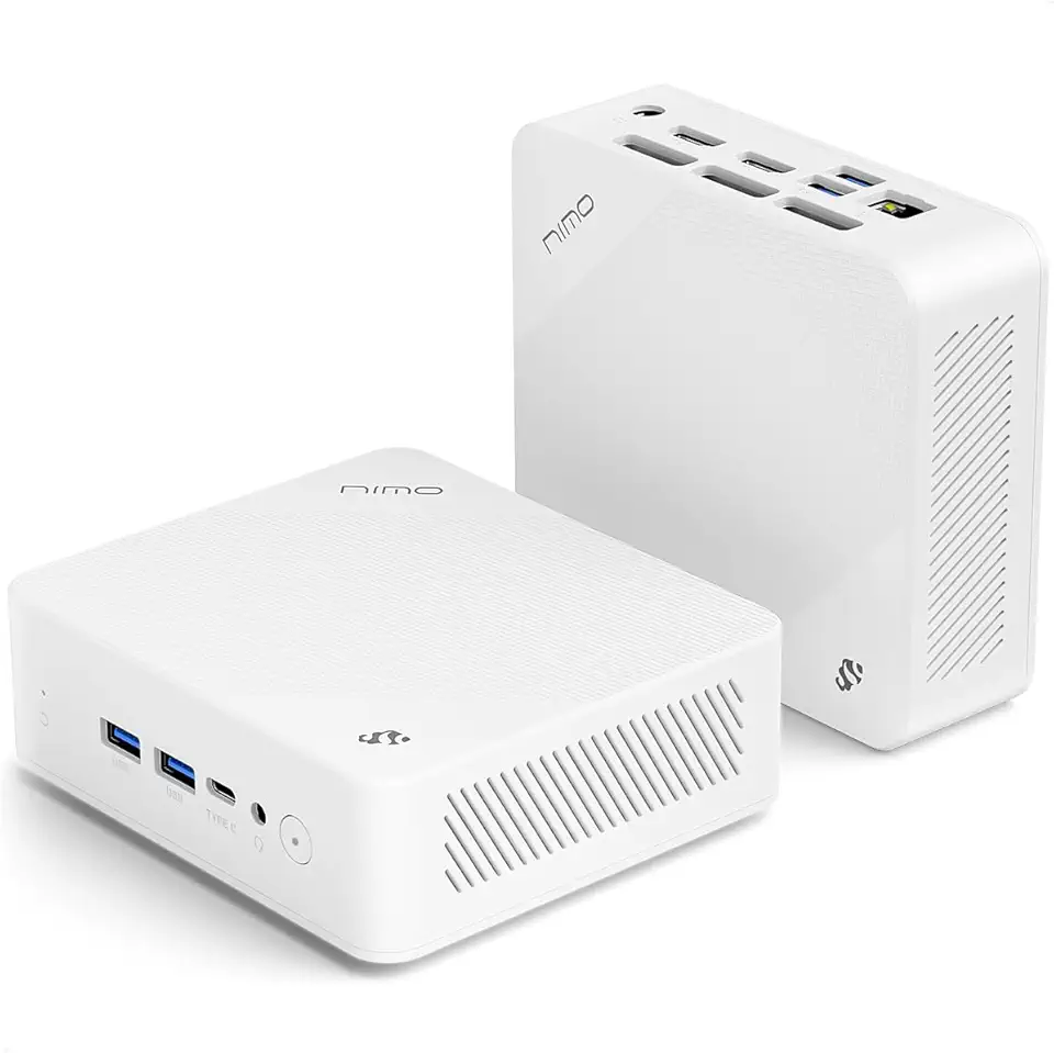 Nimo Mini PC Win 11 Pro 16GB RAM 1TB SSD 12th Gen N100(up to 3.4GHz) Mini Desktop Computers with USB3.2 BT5.2 WiFi 6, 4K Three-Monitor Display Micro Computer for Business Home Office, White